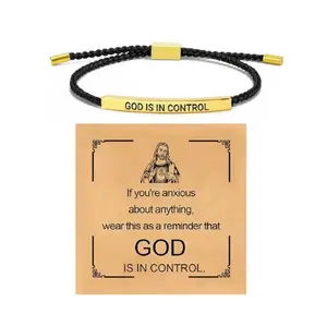 God is in Control Bracelet Inspirational Bracelets for Women Christian Faith Bracelets Adjustable Braided Tube Motivational Birthday Jewelry Inspirational Gifts for Women Trendy