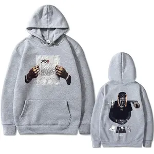 Rapper Lil Durk Double Sided Print Hoodie Sweatshirt T-shirt Cool Streetwear Hip Hop Fashion Shirts Vintage Menswear