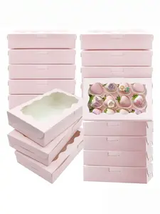 1pcs/10pcs/20pcs Pink Window Bakery Boxes, Suitable For Cookies, Strawberry Chocolates, Disposable Dessert Packaging Boxes For Parties And Gifts，needoh，nutrition geeks