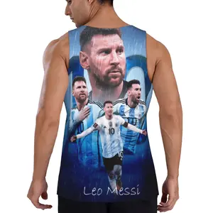 Messi celebration vest, Argentina number 10, the eternal champion. Summer breathable legendary T-shirt, casual vest, standard fit, printed pattern.