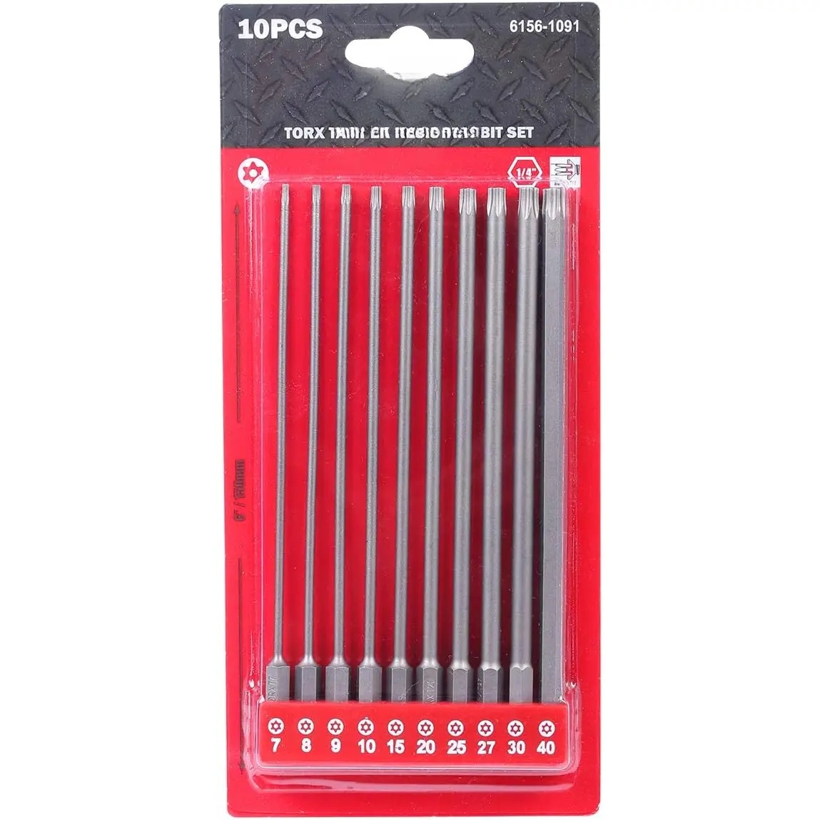 TORX Tamper Resistant Bits, Security TORX & Star Bits (T7-T40), 150mm, 10-Piece Set, High Grade S2 Steel