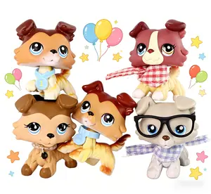 5PCS Mini Bobble-Head Puppy Figurines Set - Collectible Dog Action Figures with Accessories, Small Pet Toys for Kids, Cake Toppers & Pretend Play Gifts for Boys Girls Ages 4+