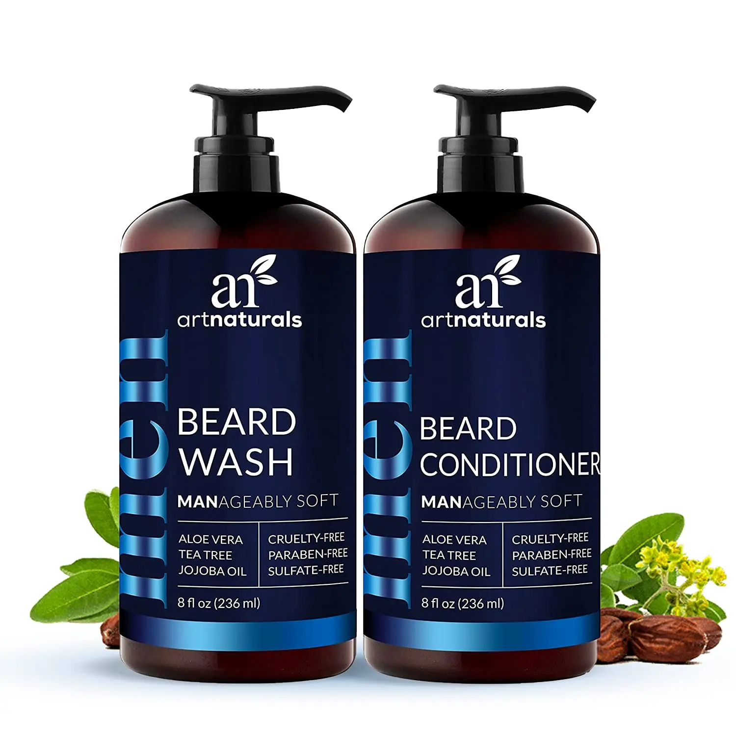 Artnaturals Beard Shampoo and Conditioner Set - Softens, Strengthens and Smooths Mustache and Beard Hair - All Skin and Hair Types
