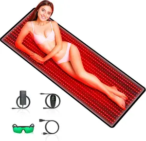 Red Light Therapy Mat with 945 LEDs (660nm Red, 850nm Near Infrared) - 63-Inch Fabric Heating Pad Belt Blanket, Bed-Laying Device for Body Back Pain Relief, Pulse & Adjustable Time Settings