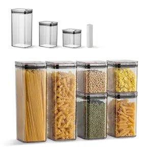 Airtight Vacuum Sealed Canisters (6 Pack) – Manual Air Pump Included,  Eco-Friendly AS & Silicone, Keep Food Fresh Longer