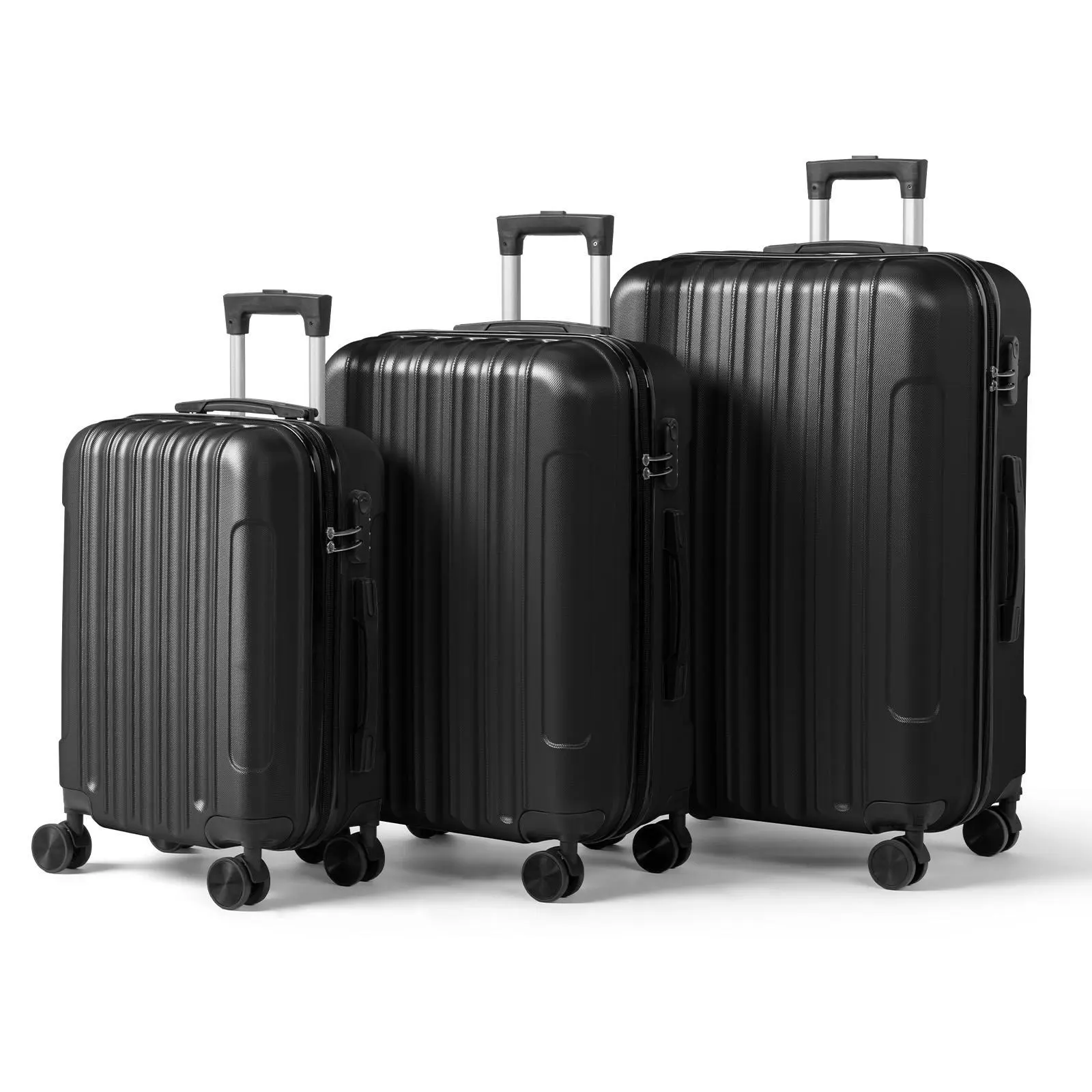 Ubesgoo 3-Piece Vertical Pattern Matte ABS Hard Shell Travel Luggage Set - 20/24/28 in, Non-TSA Lock, Detachable Wheels, Rolling Luggage, Wheels Off In Secs