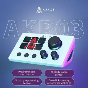 AJAZZ AKP03 console programmable rotation shortcut keys, multi-audio control, one-key operation, customizable buttons, integrated live broadcast console, anchor's essential desktop helper, live broadcast assistant