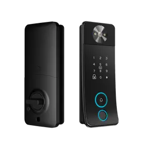 Palm Print Front Door Smart Deadbolt Lock Biometric Face Fingerprint Access 2K 180 Degree Wide Angle Camera App Keyless Entry for Home Vacation Rental garage Control