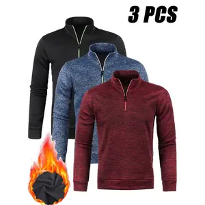 3PCS Men's Retro Casual Zipper Sports Jacket Small Stand Collar Stretch Knitwear Autumn Winter Fleece Lined Lightweight Running Workout Walking Outdoor Coats Versatile windbreaker jacket jackets zip up western clothing depop jackets jackets men business