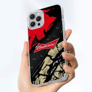 Halftone Budweiser Beer Phone Case, Beer lover Cover For Iphone 8 to 16 Pro Max, Rugged Protective Case, Classic Lager Gift, Phone Gift, Unique Accessories