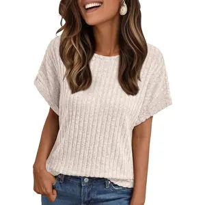 Women Short Sleeve T Shirt Summer Sweater Dressy Casual Blouse Business Top Work Clothing