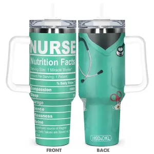 [MADE IN US] 40oz Tumbler, Stainless Steel Cup, Insulated and Durable, Showcasing a Fun 'Nutrition Facts' Design for Nurses - Ideal Gift for Healthcare Professionals, Perfect for Daily Use in Hospitals or at Home