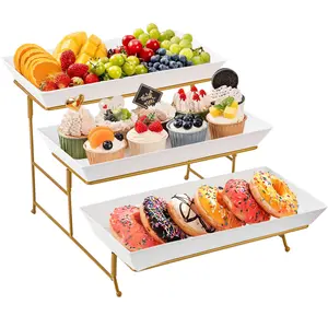 1pcs Three Tier Dessert Stand Can Be Used As Snack Display Stand/Cupcake Stand Tray For Family Gathering Party Wedding Metal Organiser