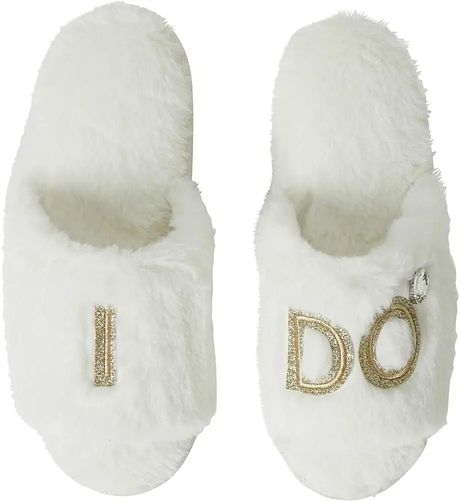 Dearfoams Women'S Giftable I Do & I Do Crew Bride Slippers for Weddings and Bachelorette Party