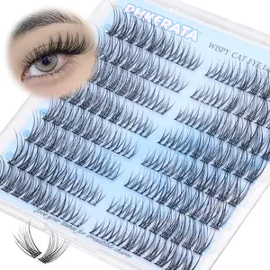 Wispy Lash Clusters Natural Eyelash Clusters 7-15 mm C Curvature Eyelash Clusters Lashes 144 pcs Wispy Cat Eye Individual Lashes Clusters DIY Eyelash Extensions