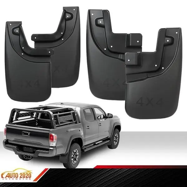 Automotive Front + Rear Mud Flaps & Splash Guards, Heavy-Duty Polypropylene Protectors for Toyota Tacoma 2005-2015, 4-Piece Full Set with Coverage, Factory Pack Includes Mounts & High-Quality Hardware