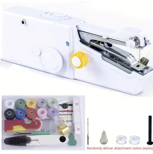 Household Portable Handheld Sewing Machine Needlework Kit Double Power Supply Cordless Electric Sewing Machine Small Simple Sewing Machine Beginner Travel Mini Tailor Sewing Tools Complete Set