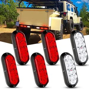 Nilight 6Inch Oval Red White LED Trailer Tail Light 6PCS Waterproof Stop Brake Turn Reverse Back Up Surface Mount Trailer Lights for Truck RV Boat Bus Lorry Van Caravan  dealsforyoudays