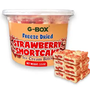G-BOX Freeze Dried Ice Cream| Crunch Strawberry Shortcake Ice Cream Bites - Perfect for Camping, Outdoor, and Party - Air-tight Sealed in a Deli Container (3.5 OZ Strawberry Shortcake)