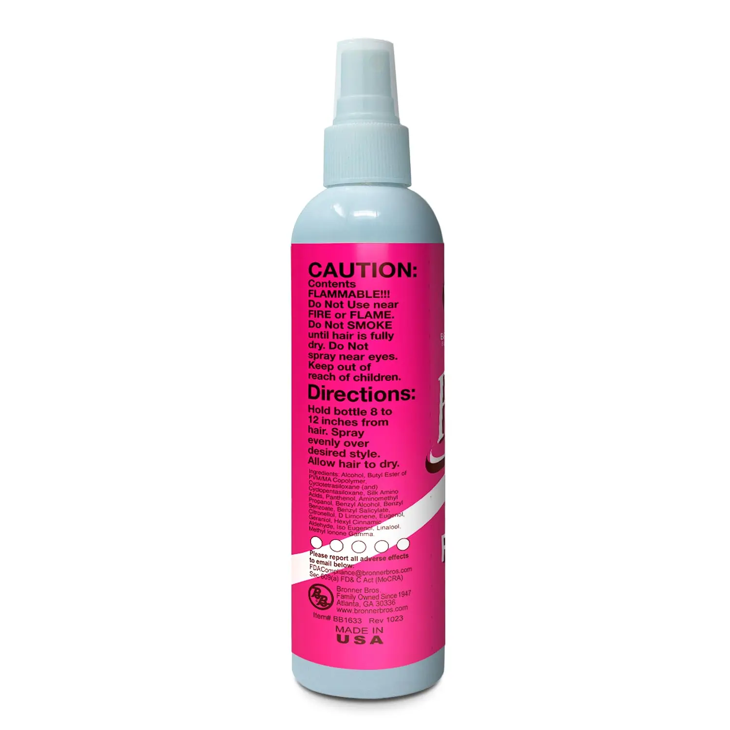 Bronner Bros Pump It Up Styling Spritz Regular 80% Fast-Dry Hair Spray with Vitamin B5 Silk Amino Acids & Proteins Flexible Hold Finishing Spritz Hairspray 8oz