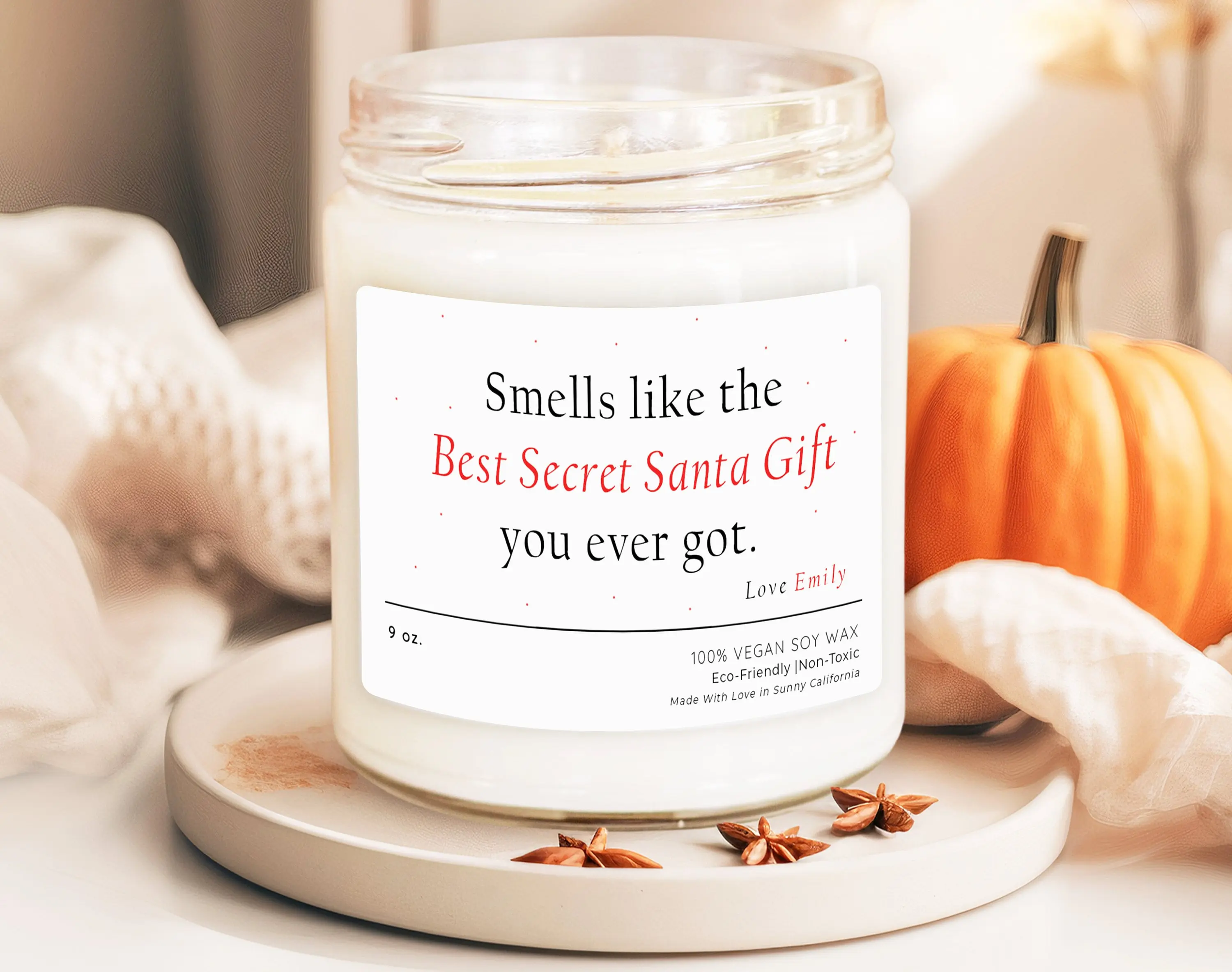 Smells Like The Best Secret Santa Gift Candle, Custom Christmas Gift, Perfect Holiday Scented Candle With Name, Festive Gift, (PC-11CHR)