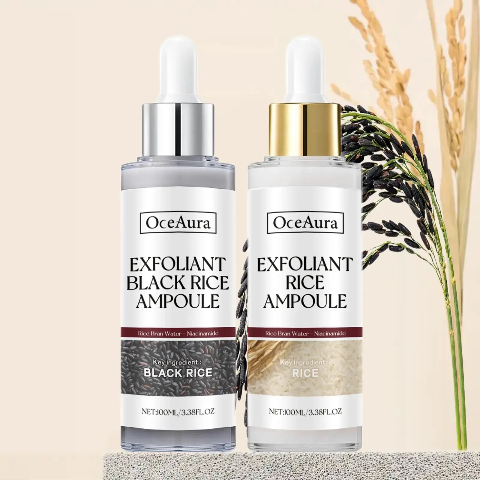 Peel Shot Glow Rice Ampoule Duo - Salicylic Acid Serums for Brightening, Exfoliating, Moisturizing, Cleansing, Hydrating - Pore-Refining, Gentle, Sensitive Skin-Friendly, Suitable for All Skin Types to Even Tone