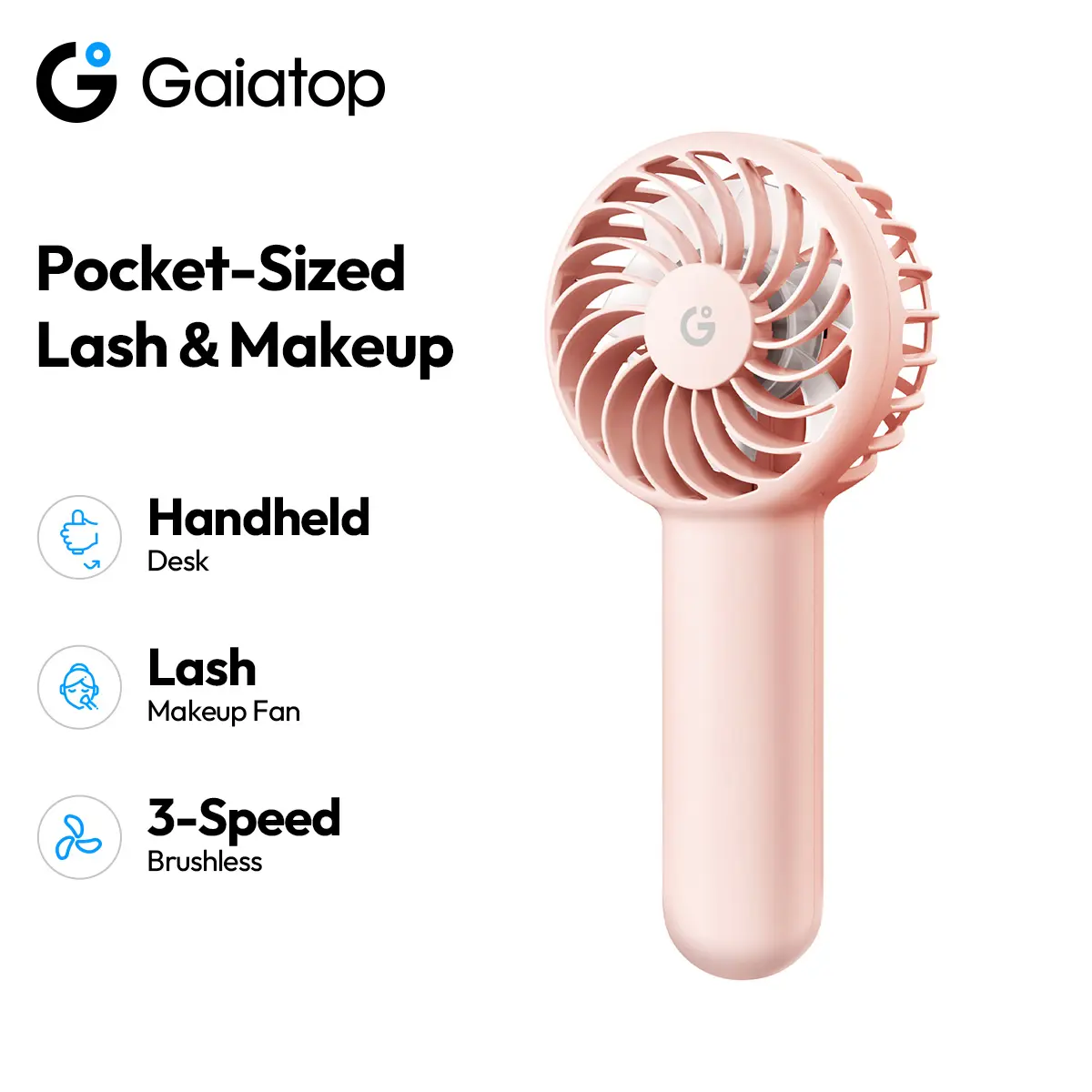 [2000mAh Cute] GAIATOP Mini Portable Fan, 3-Speed Powerful Handheld Fan, Makeup Eyelash Fan, Lovely Beauty Gift summerwins