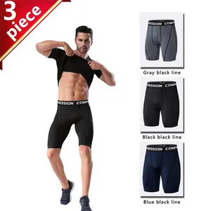 3pcs Men's Performance Compression Shorts Athletic Workout Running
