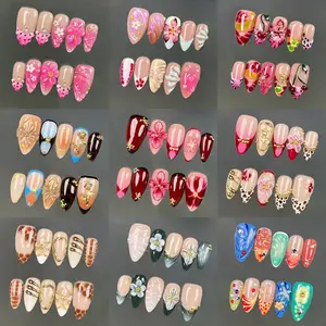 Almond Collection 100% 3D Handmade Acrylic | Almond Shape | Reusable& Long lasting Salon Quality | Elegant Daily & Daily Wear