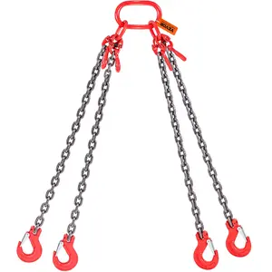 VEVOR G80 MN-Steel Lifting Sling, 5/16 in x 5 ft Welded G80 Chain, 11000 lbs/5 T High Security Capacity, 4-Leg Grab Hooks & Adjusters for Engine Lift & Hoist