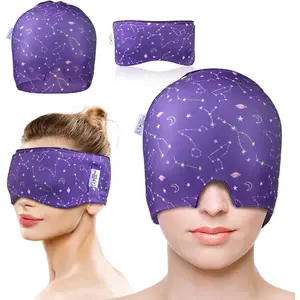 Migraine Relief Cap, Gel Cooling Eye Mask 2 Pack Set, Headache Relief with Hot/Cold Ice Cap, Instant Headache Relief, Reusable Ice Pack for Stress Relief Migraine Mask