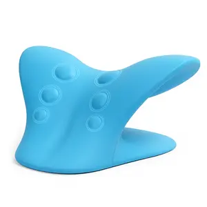 Neck and Shoulder Relaxer, Cervical Traction Device for TMJ Pain Relief and Cervical Spine Alignment, Chiropractic Pillow Neck Stretcher (Blue)