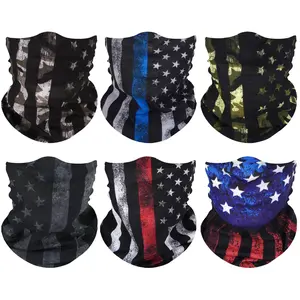 Haute Hooks Black Flag 6-Pack Neck Mask Seamless Scarf Head Wrap UV Sun Shield for Heatwave.Perfect for Biking, Work Sites scarf head wrap Outfit