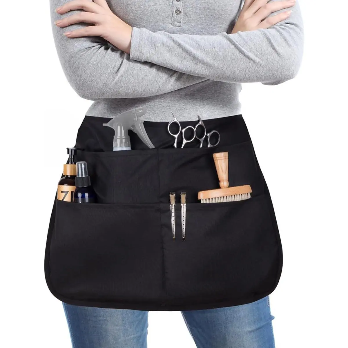 Professional Barber Apron Half Waist Polyester Organizing Tool Bag, Tool Bag Organizer Ideal Choice for Hairdressers and Makeup Artists, Essential Beauty Accessories, Tool Storage Bag