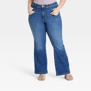 Women's High-Rise Relaxed Flare Jeans - Ava & Viv Dark Wash 26