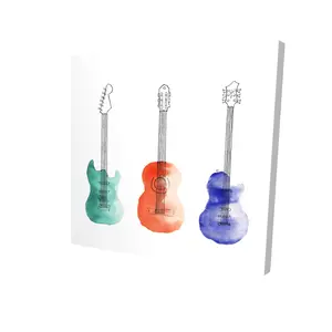 360 Stand 36x36 in. High-Def 3-Guitars Artistic Children's Wall Art Photo, Home Decor Decoration, Room Artwork Gift, Unframed Wall Art, Children’s Art