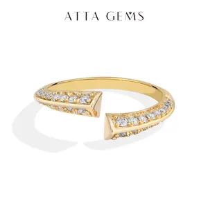 ATTAGEMS Fashion Design Adjustable Solitaire Stackable Ring, 1.0-1.8 mm Round Cut Lab-Created Moissanite Ring, Ideal for Daily Wear & Anniversary, Perfect Jewelry Gift R331, Solitaire Stackable Rings