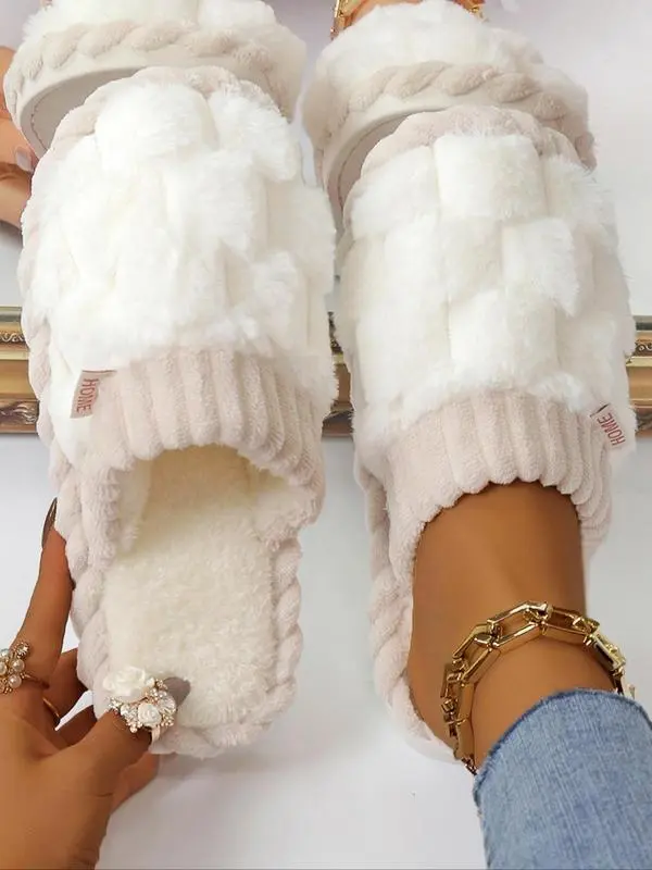 Women's Round Toe Soft Bedroom Slippers, Gifts for Girlfriend, Casual Soft Plush Warm Non-slip Home Slippers for Women Spring Winter, Basic Comfy Silent Fashionable Slippers for Indoor  Outdoor Walking Shoes Footwear