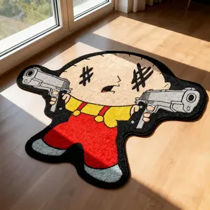 Fashion Cartoon Design Rug, Creative Gun Holder Mat, Soft Comfortable Plush Foot Pad, Bedroom Bedside Carpet, Living Room Hallway, Soft Fluffy Rug