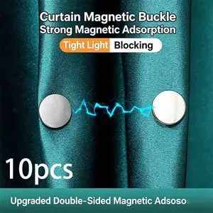 10pcs Modern Metal Magnetic Hooks, Easy Install Wall Mount Magnets, Ideal for Curtains, Shower Curtains, Seam Sealing, Walls, Doors