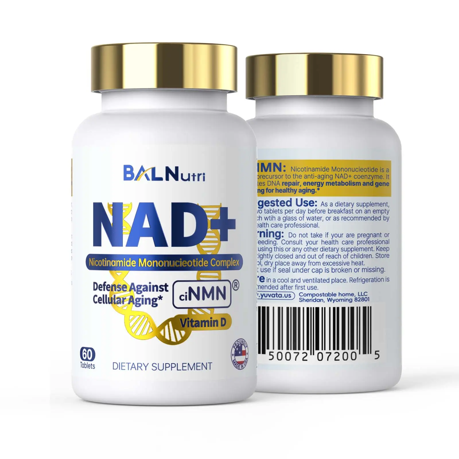 BALNutri NAD+  for Skin Aging Support, Energy and Focus, Collagen adds structural protein support, aidingskin and connective tissues.Nicotinamide Mononucieotide Complex Supplement Healthcare Dietary Edible
