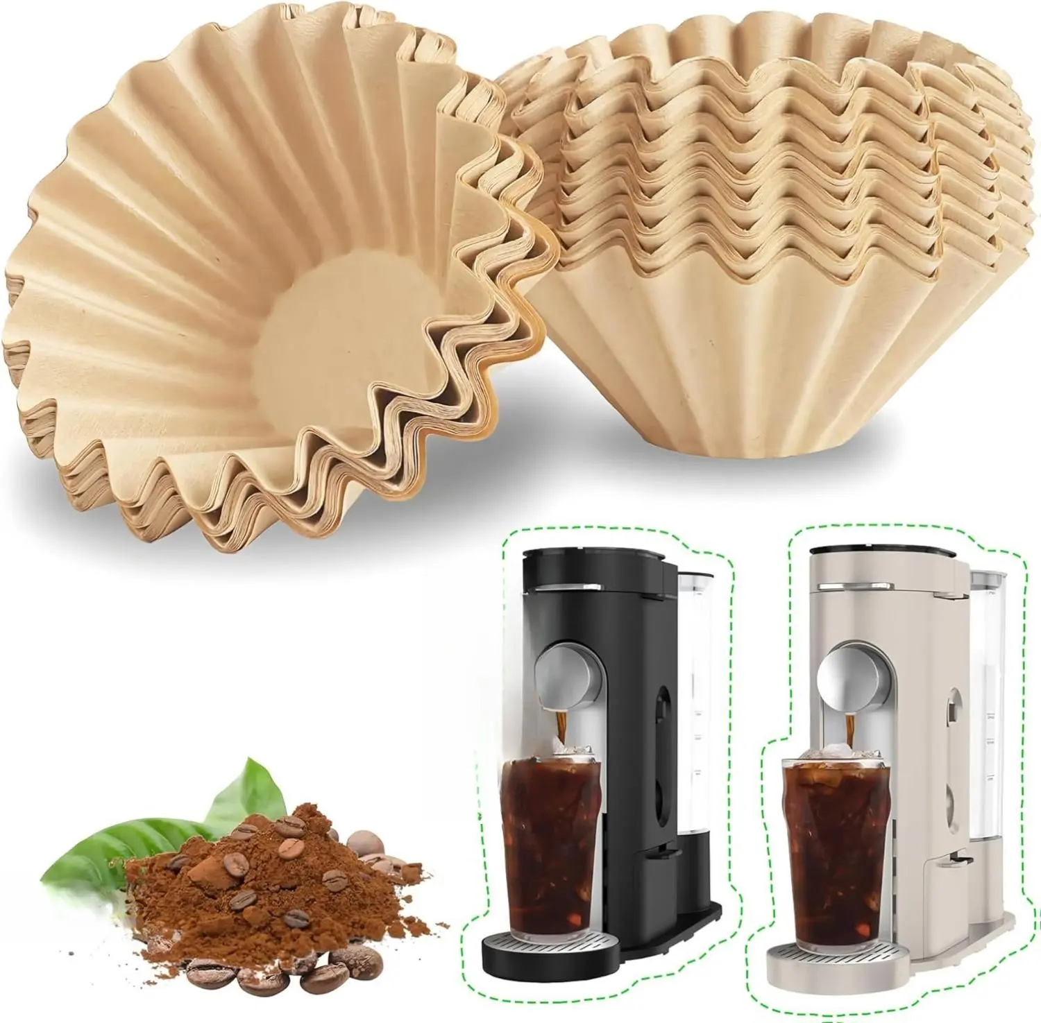 Disposable Coffee Filters for Pods and Grounds Single Serve Coffee Maker, 150PCS Coffee Paper Filter for Ninja Coffee Maker, Unbleached