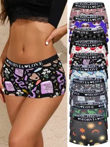 10-Pack Women's Cartoon Printed Fashion Comfy Underwear Set, Soft Comfortable Skin-Friendly Briefs, Elastic Waistband, All-Season Wear
