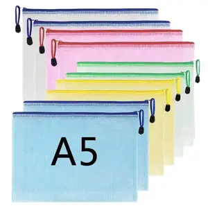 10 Pieces Zip Closure A4 A5 Mesh File Bags Pencil Cases, Durable Stationery Pouches Office Stationery Supplies for Office & School Organization Zipper Closure