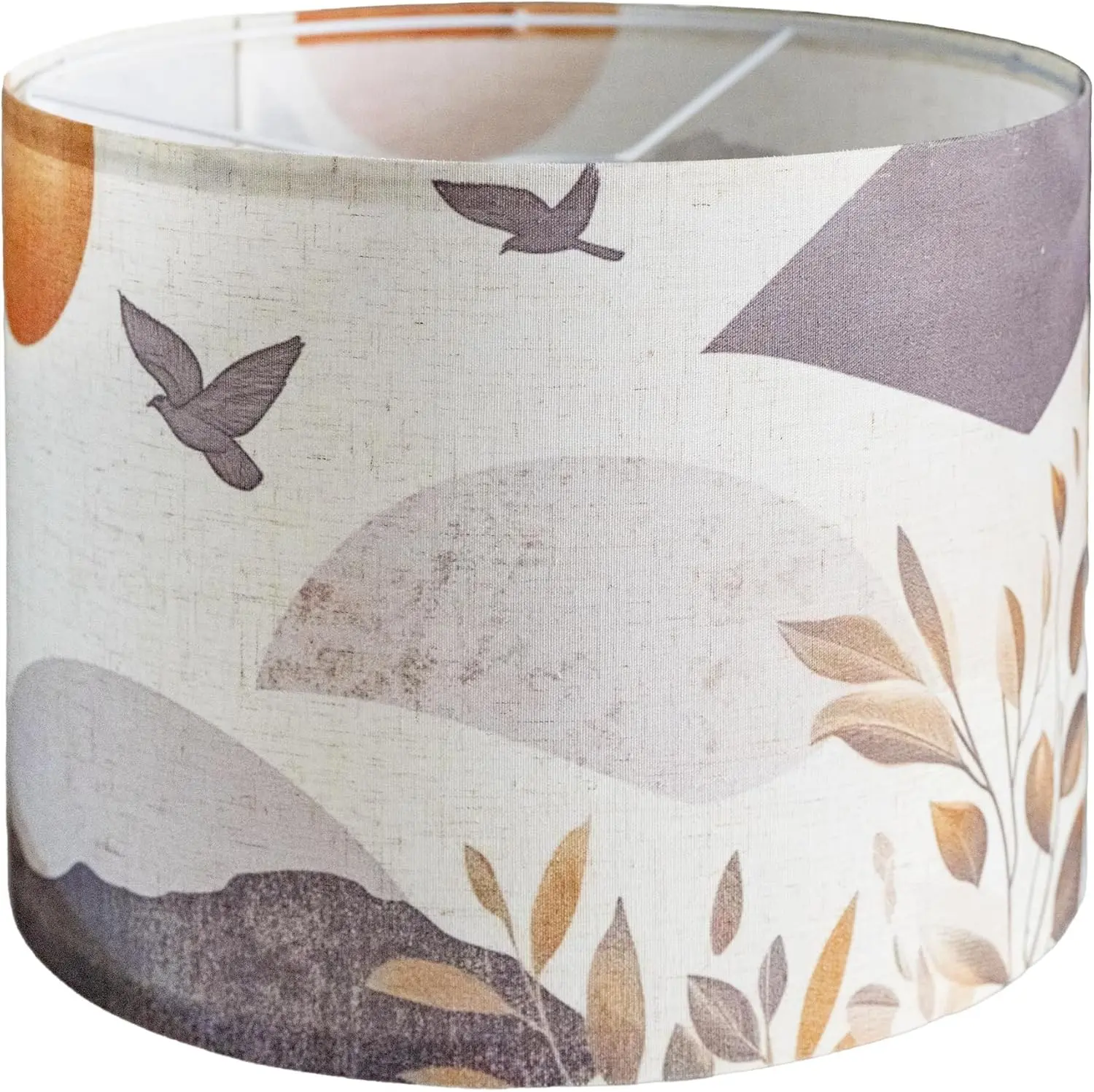 Fabric Drum Lampshades for Table, Floor Lamps, 13’’ Top x 13’’ Bottom x 10’’ High (Spider), Medium Drum Lamp Shade Replacement, Vintage Bird Lampshades, Western, Boho Wabi-Sabi Style