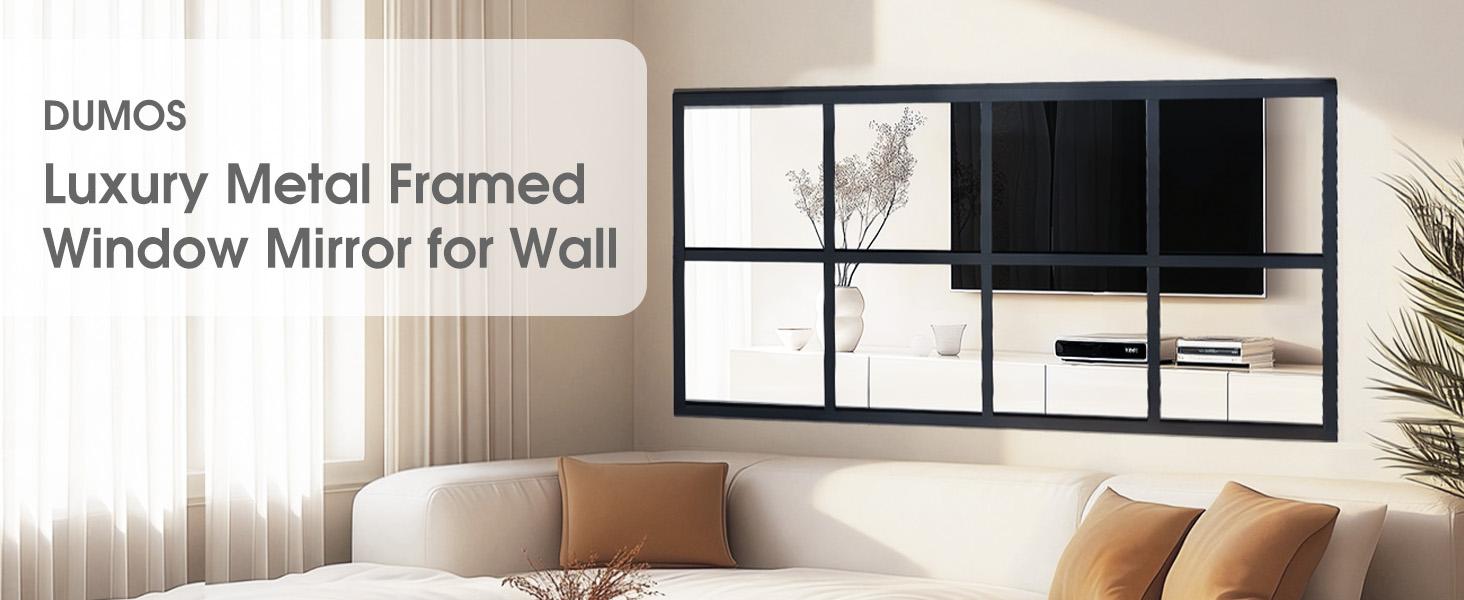 Modern Wall Mirror with Metal Frame, HD Shatterproof Vanity Mirror for Bathroom Bedroom Entryway & Living Room, Contemporary Decorative Hanging Mirror for Home Gym & Dining Room