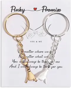 Pinky Promise Matching Couple Keychains, Stainless Steel Jewelry, High-Quality Elegant Romantic Key Ring Set – Valentine’s Day Anniversary Gift for Him Her