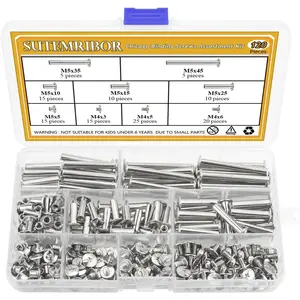 120 Pieces M5 x 5/10/15/25/35/45mm Chicago Screw Binding Screws Posts Assortment Kit for DIY Leather Bookbinding Crafts