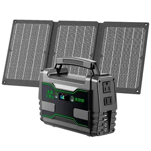 100W Solar Generator with 30W Solar Panel 42,000mAh Power Bank with 2 AC Outlets 150W Surge AC Output 7 Versatile Output Ports 3 USB 2 DC Ports Built-in LED with SOS modes for Camping Music Festivals