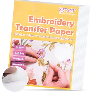 12 count Water Soluble Embroidery Paper, 8.5"X11" Stick and Stitch Embroidery Transfer Paper, Wash  Stabilizer for Embroidery, Embroidery Paper Wash  Printable